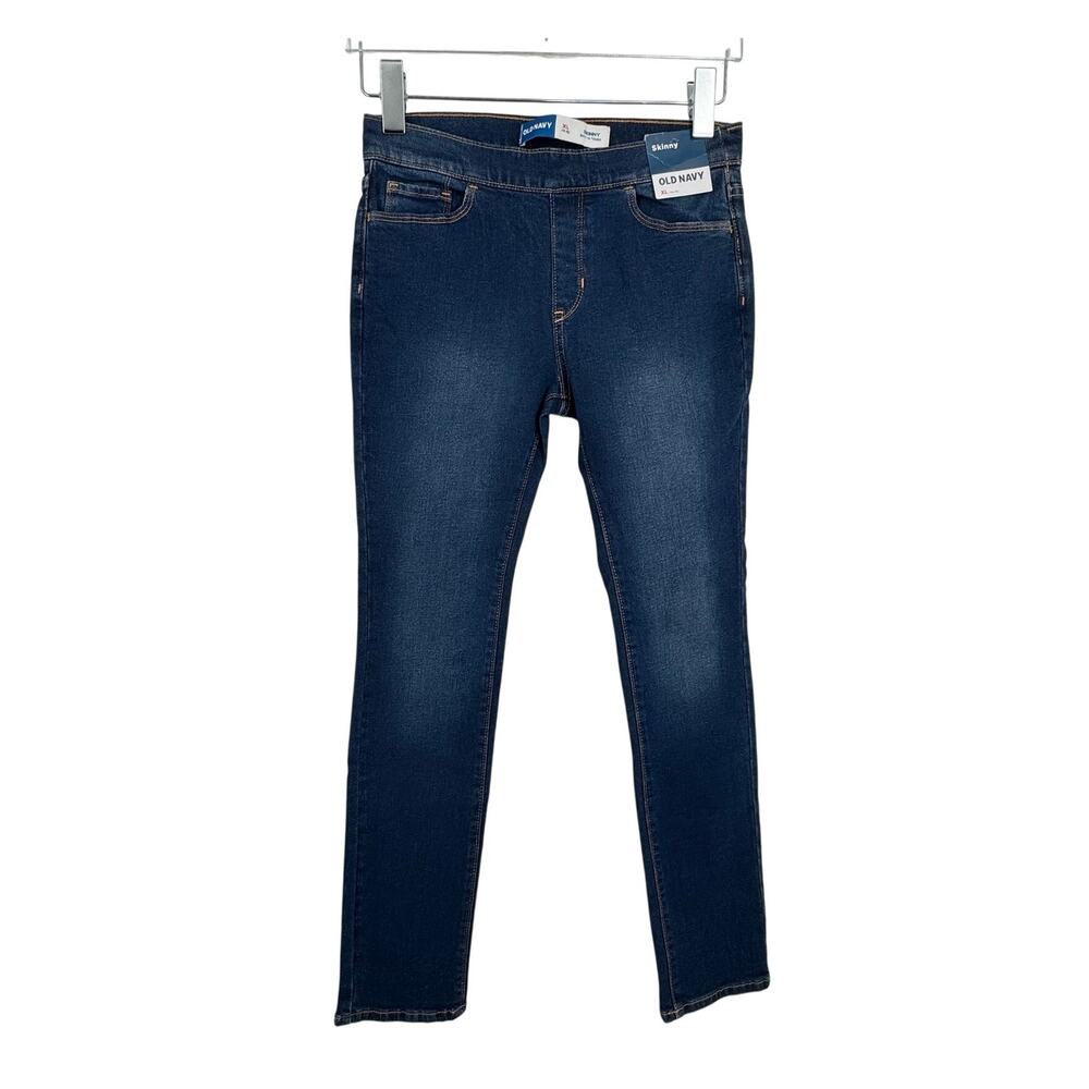 Old Navy Jeans girl's XL 14-16 skinny pull on elastic adjustable waistband blue